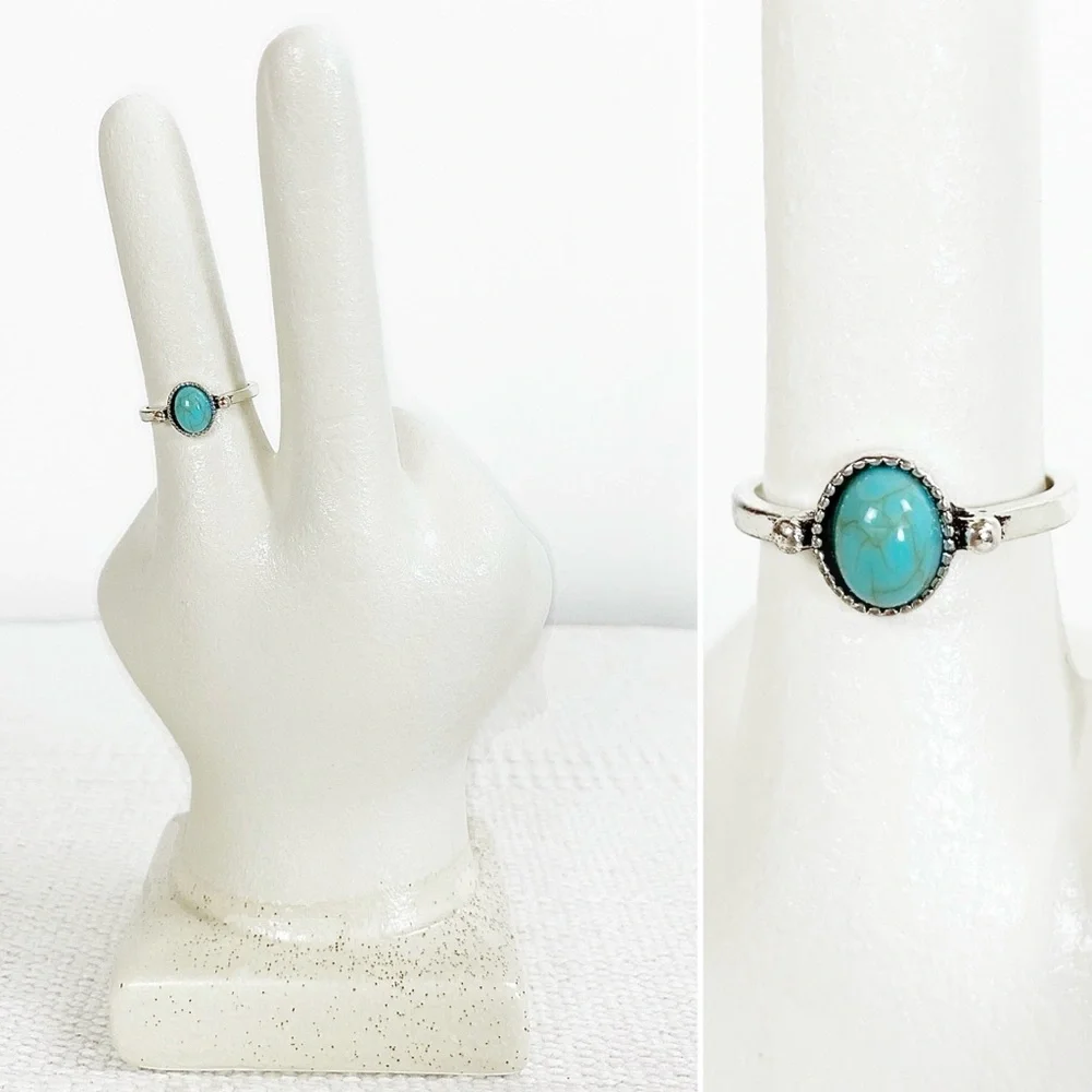 BOGO! Stacking Ring Size 8 Turquoise color Accent Fashion Ring NEW Boutique Boho